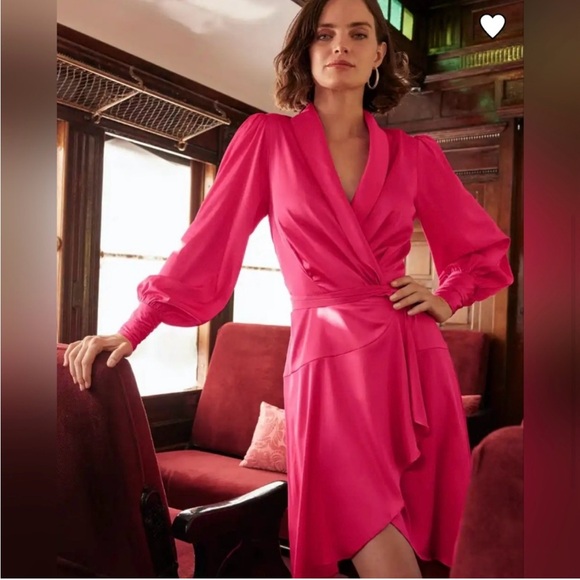 NWT WHBM Fuscia Pink Wrap Dress - Picture 1 of 7